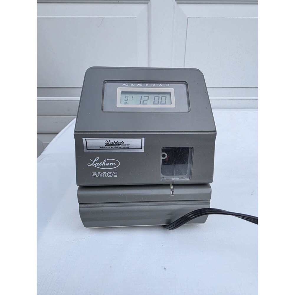 Lathem 5000e Time Clock Powers On Tested * No Key * Used